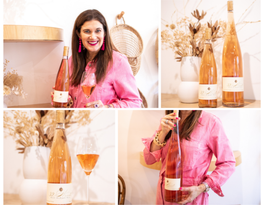 Emily Martin, the Jet Setting Fashionista & 32 Winds Rosé of Pinot Noir.
